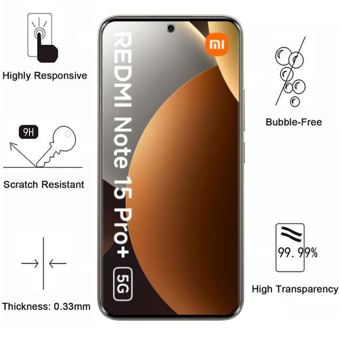 Verre Trempé pour Xiaomi Redmi Note 15 PRO PLUS 5G et Protection Caméra [Pack 2] Film Vitre Protection Phonillico®
