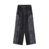 Unisex Streetwear Wide Leg Jeans Vintage Black Grey Patchwork Denim Pants Relaxed Fit Fall