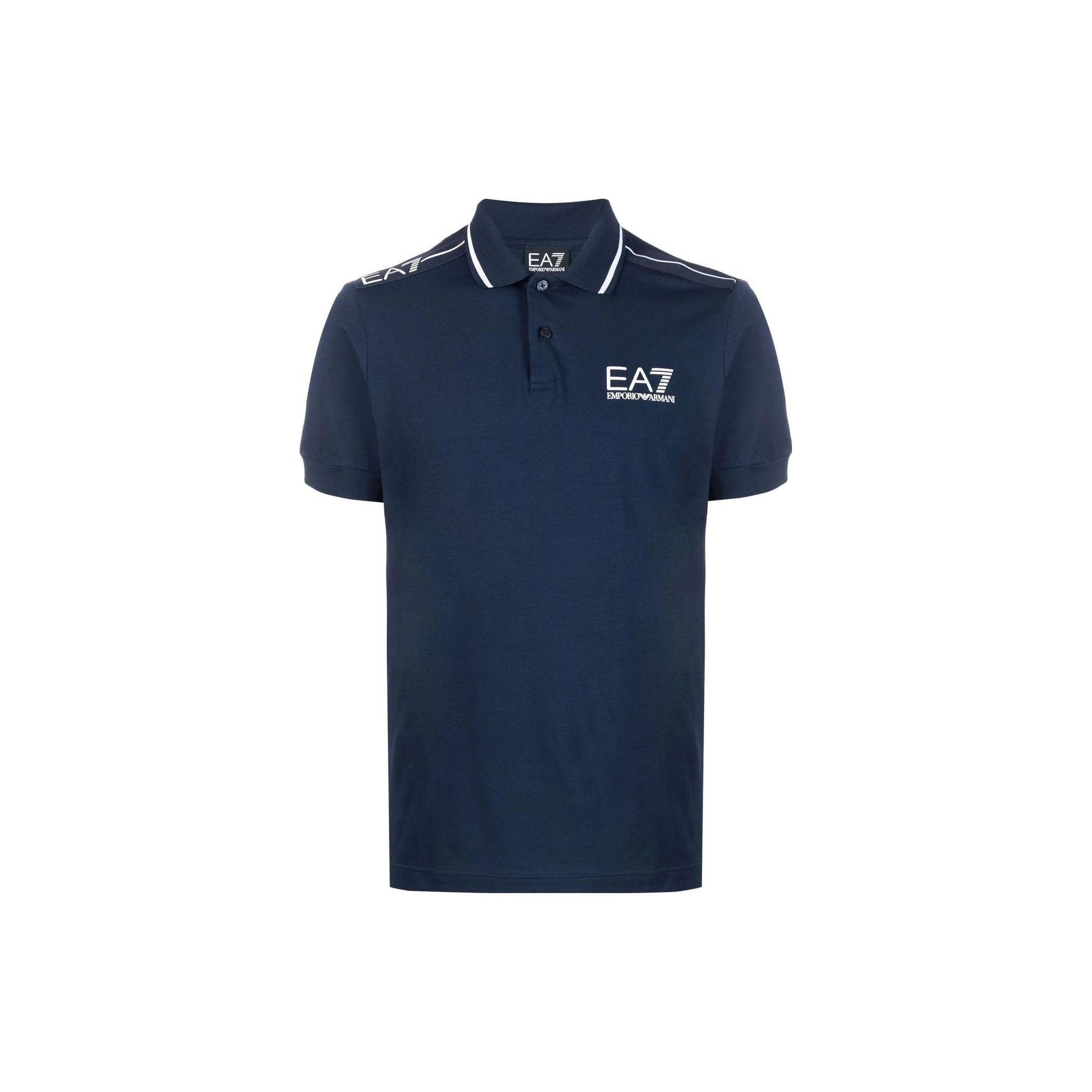 Emporio Armani EA7 Serie Letterlogo Bedrukte Pullover Korte Mouw Poloshirt Heren poloshirts Marineblauw 3RPF20-PJ03Z-1554 XL