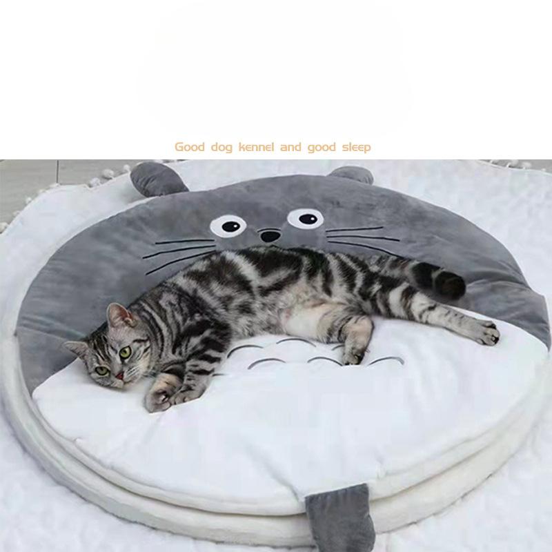 Autumn and Winter Pet Mats, Summer Cute Cartoon Cat Mats, Semi-enclosed Removable and Washable Cat Nests, Cat Sleeping Bags and Kennels