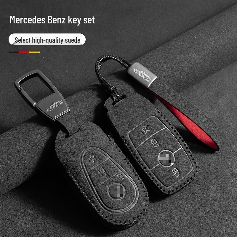 Mercedes-Benz E300L Key Cover: Suede Grade with Buckle for Men's C260LC200L GLC/GLB220