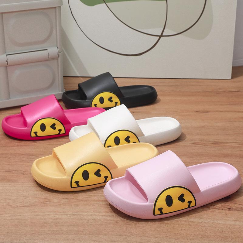 Korean Cartoon Side Smiley Face Household Couple Men and Women Bathroom Cool Slippers