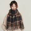 Cashmere Plaid Thickened Female Atmosphere Warm Autumn And Winter White Soft Fringed Shawl Scarf