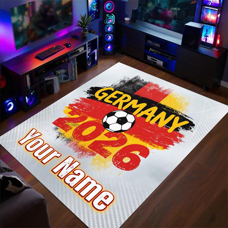 Crystal Velvet Rug Germany National Football Team Print Custom Name Text Floor Mat Home Decor