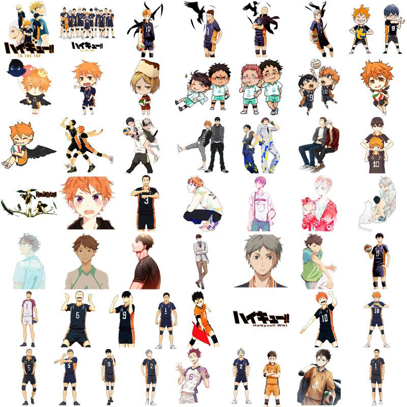 Haikyuu!! Anime Character Sticker Set - 52 Decorative Journal and Water Bottle Stickers