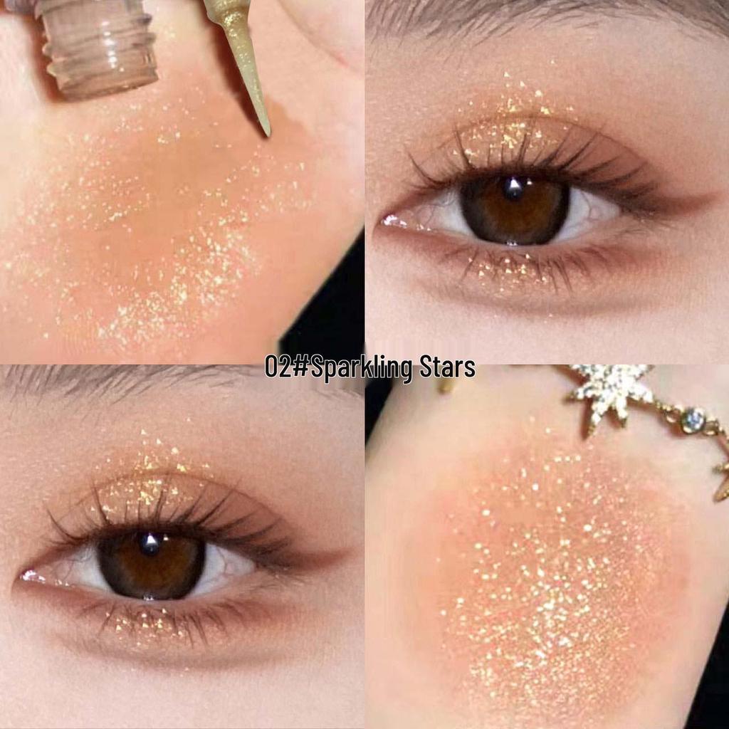 Kakashow Starry Sparkle Liquid Eyeshadow: Pearlescent Matte Glitter Highlighter for Brightening Under-Eye Area.