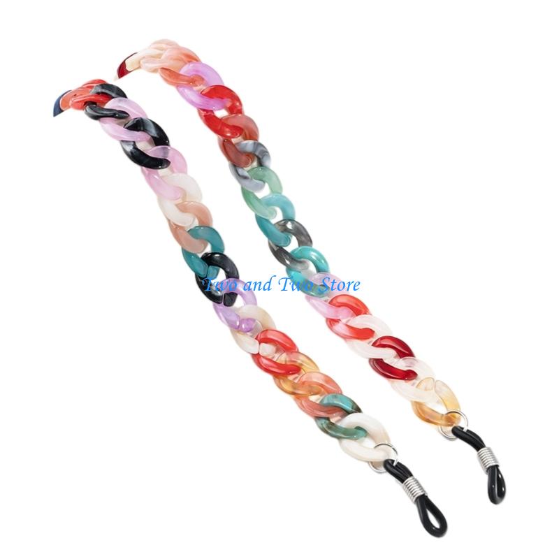HX6F Colorful Eyeglasses Neck Cord Comfortable Secure Grip Acrylic Glasses Retainer