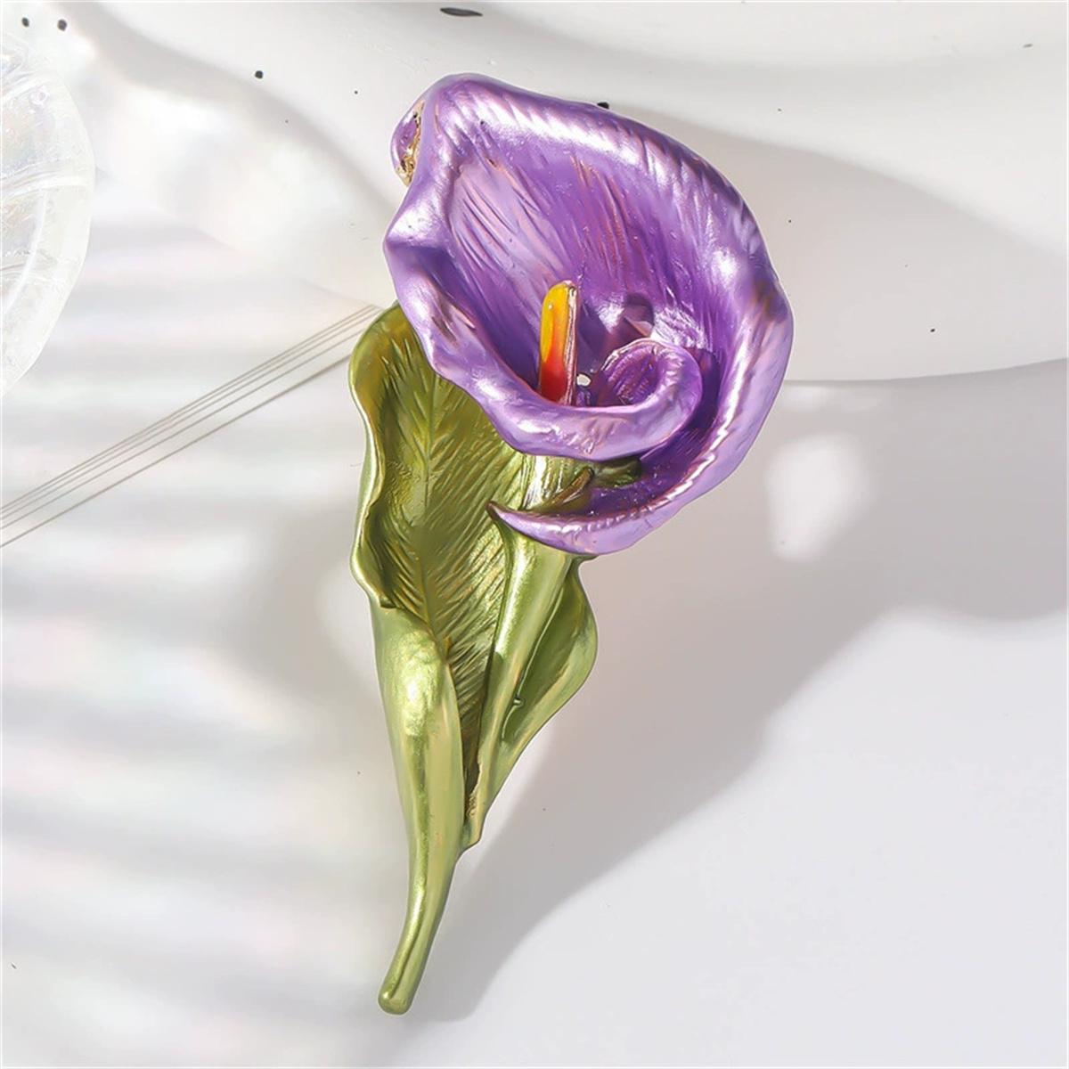 1Pc Elegant Romantic Enamel Horseshoe Lotus Brooch Vintage Exquisite Pin Fashion Charm Jewelry Accessories Birthday Party Gift