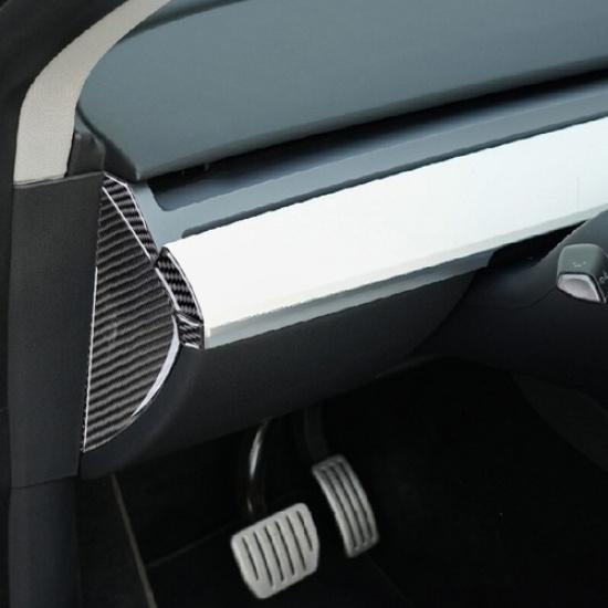 Carbon Fiber Dashboard Both Side Panel Cover Trim For Tesla Model 3 Y 17-22
