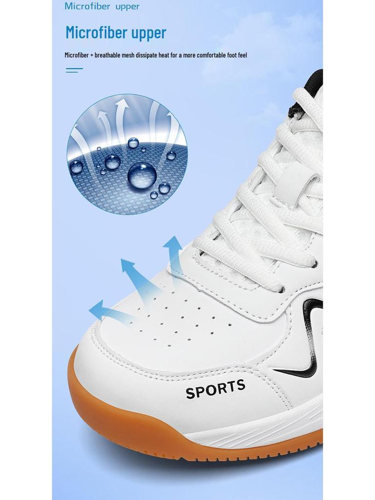 Professional Leather Sports Shoes for Men and Women: Plus Size Badminton, Table Tennis, and Tennis Training Shoes