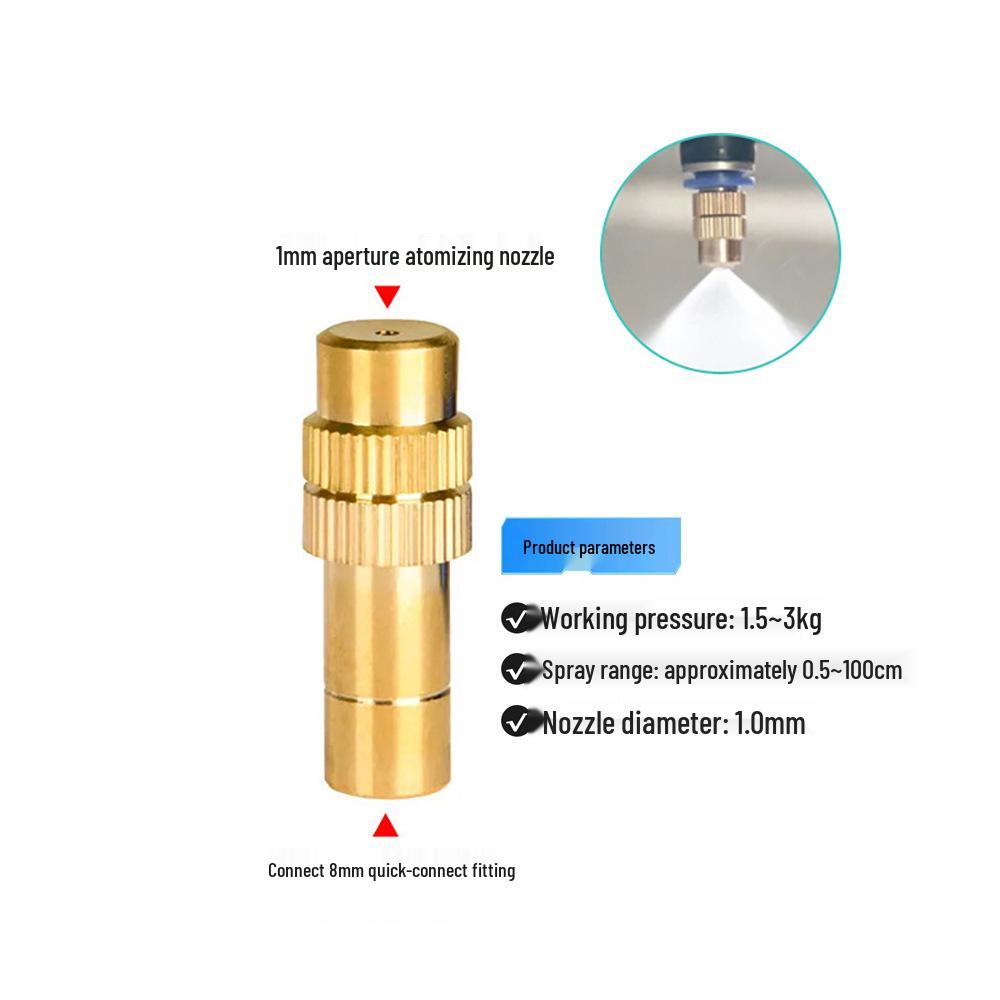 Low-Pressure Quick-Connect Mist Nozzle for Humidification, Dust Control, Seedling Watering, Aquaculture Cooling, and Automated Watering
