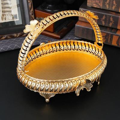 Square European Exquisite Portable Fruit Basin, High-end Light Luxury Home Coffee Table Decoration Large-capacity Fruit Basket