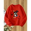 Kids Sweatshirt Black and White Spotted Dog Sticking Out Tongue Print Crew Neck Sweatshirt, Cute Pet Fun Style for Autumn/Winter