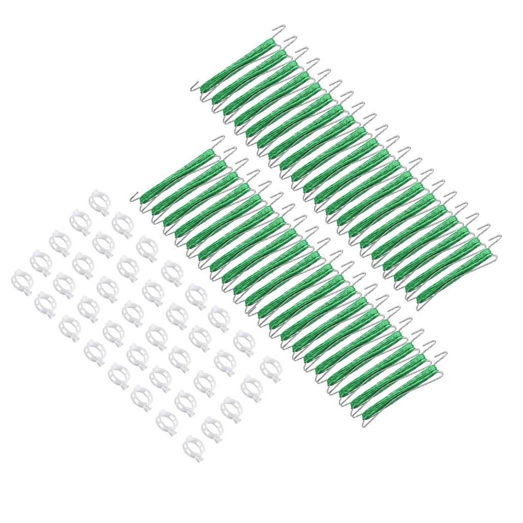 40pcs Tomato Support Hooks with Tomato Clamps 49.2ft Twine Reusable Metal Tomato Vine Climbing Hooks for Vegetable Fruit