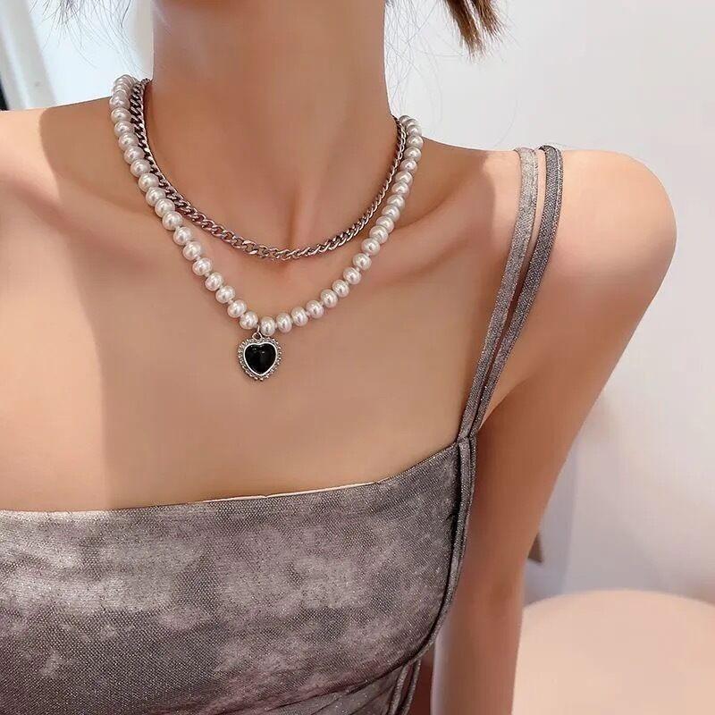 17KM Collana Trendy a Forma di Cuore Stratificabile Unisex Design Personalizzato Catena Clavicolare Hip Hop Stile Minimalista Gioielli Collana