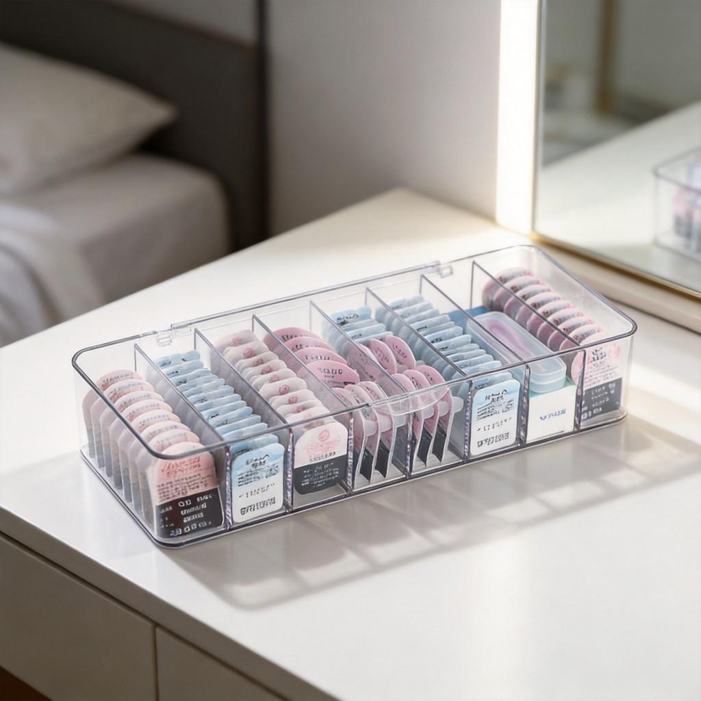 Clear Ps Contact Lens Organizer With Divided Compartments For Home Storage