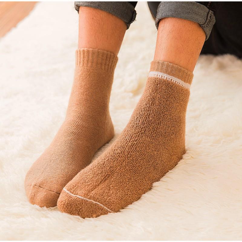 Men's Thickened Wool Mid-Calf Socks - Autumn Winter Warm Solid Color Fashion