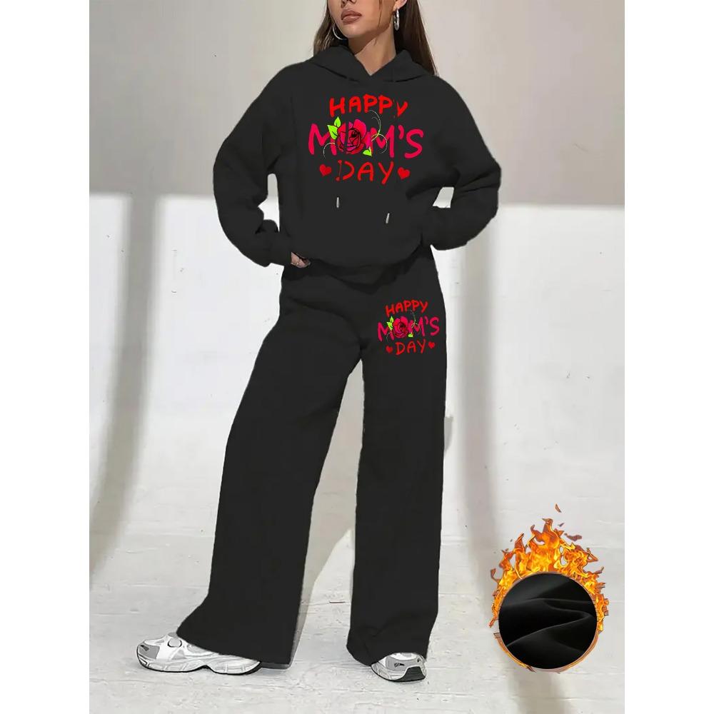 Women's Fashion Hoodie and Straight Leg Pants Two Piece Set, Suitable for Autumn and Winter Wear, Paired with Comfortable Hoodies and Wide Leg Pants