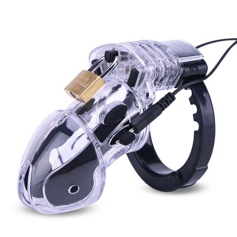 Electro Shock CB6000 Male Chastity Cage Ball Stretcher,Electric Shock Cock Cage Penis Ring, Timer Lock Chastity Belt Sex Toy