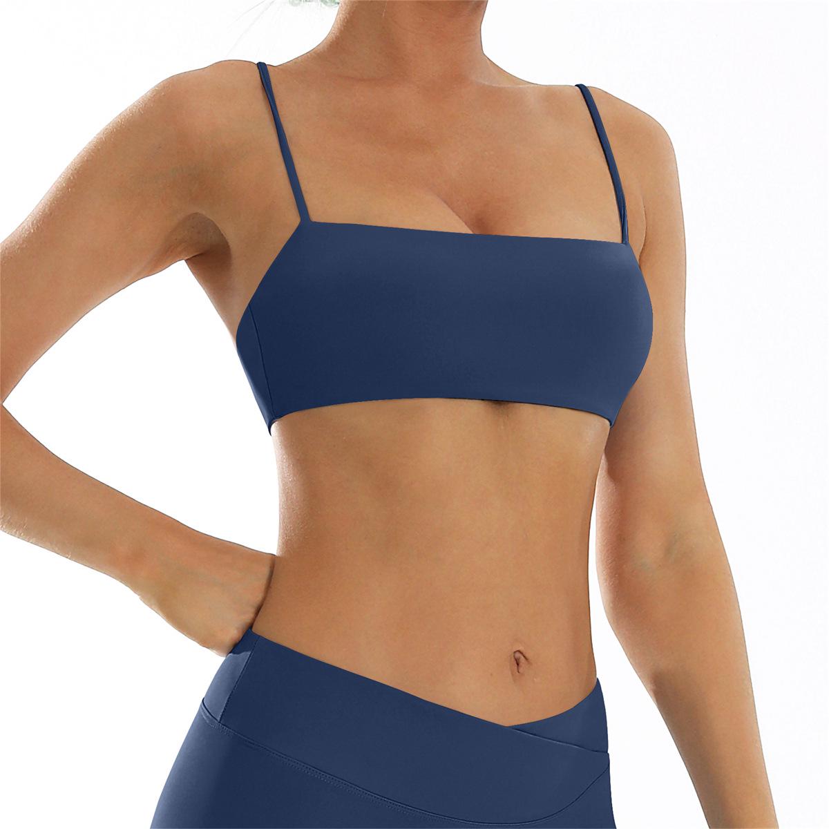 

Быстросохнущий спортивный бюстгальтер для йоги с эффектом «второй кожи» - Внутренняя майка с красивым дизайном спины M темно-синий