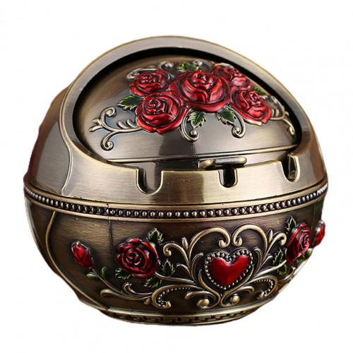 Retro Ashtray Household Cigarette Smoking Holder Home Decor Zinc Alloy Large Ash Holder with Lid for Home Friend Birthday Gift