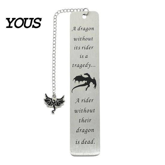 Elegant Metal Bookmark Pterosaur Bookmark, Stainless Steel Fourth Wing Design Page Marker with Black Tassel, Unique Literary Gift for Book Lovers And