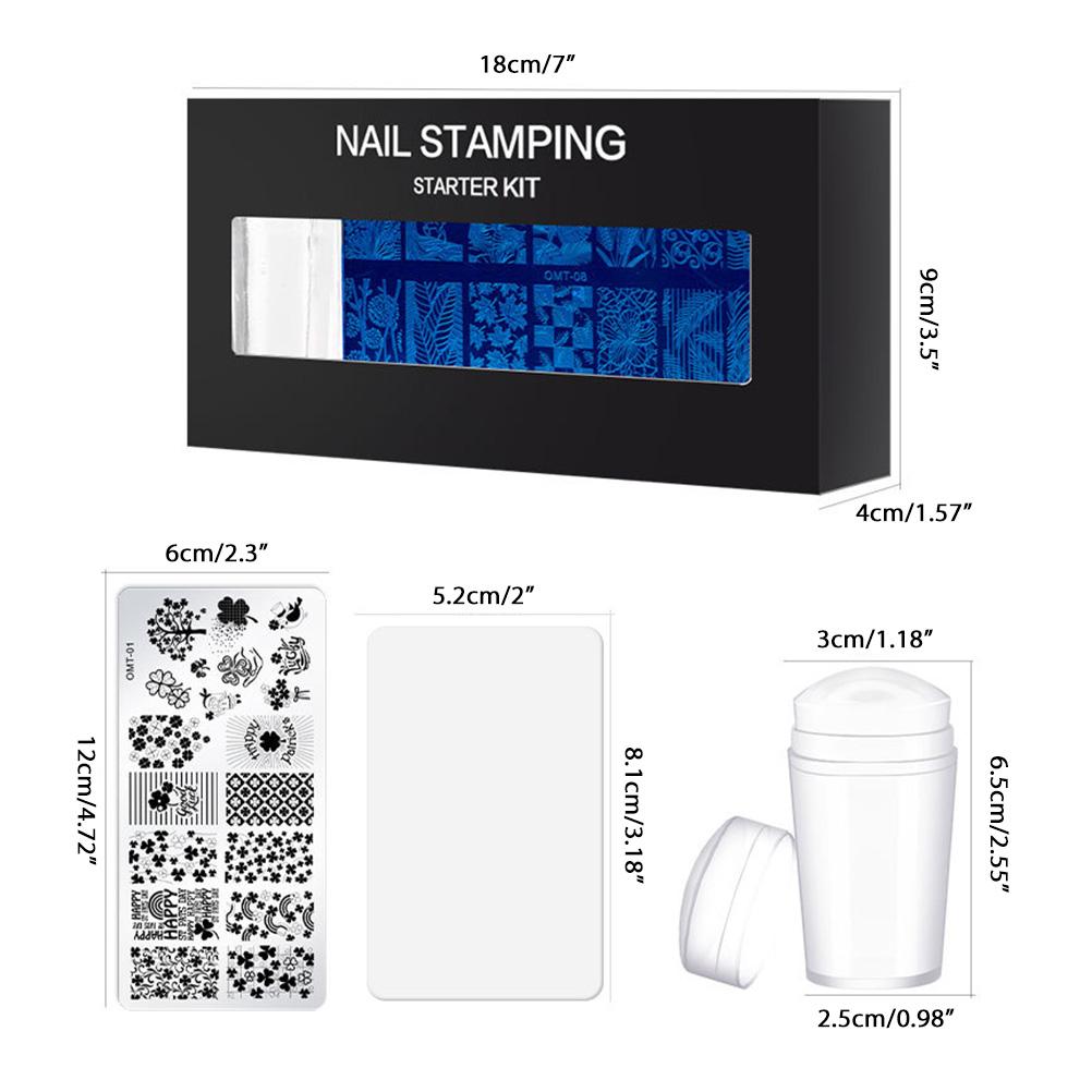 Nail Stamping Plate with Stamping Polish Stamper Scraper Nail Print Template Set Nail Printing Tools