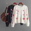 2024 Autumn/Winter Heart Flocking Embroidered Round Neck Long Sleeve Women’s Knit Sweater Pullover