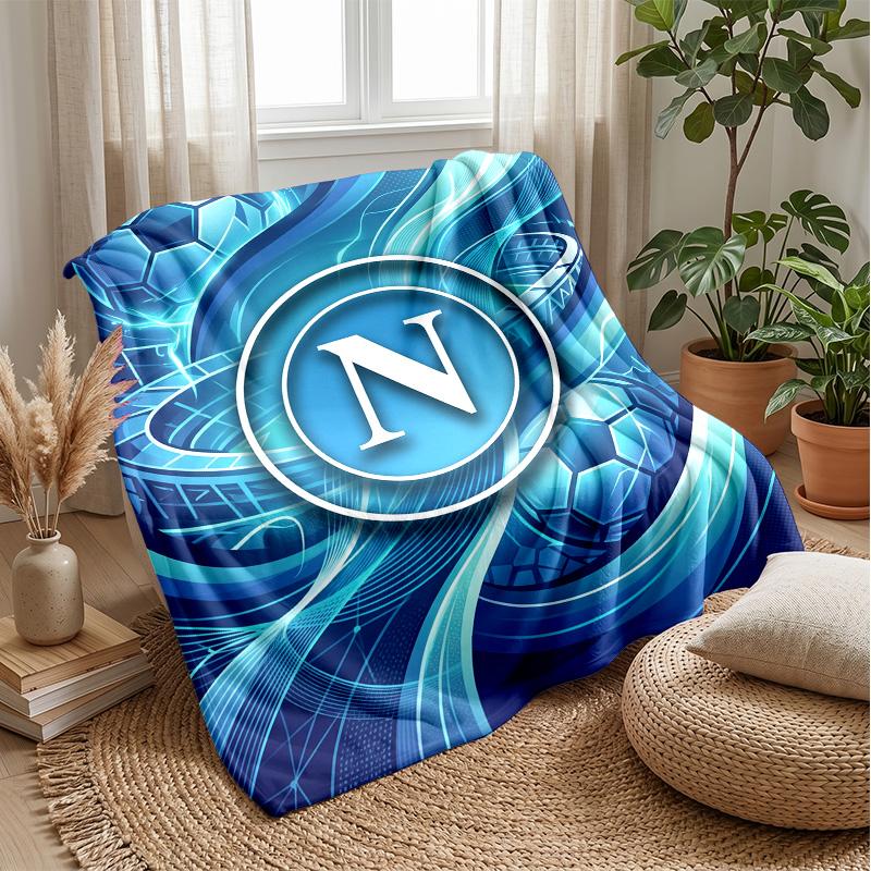 Coperta in Pile di Flanella Morbida Napoli FC Leggera Accogliente Calda Coperta da Lancio per Divano Letto Decorazione per la Casa