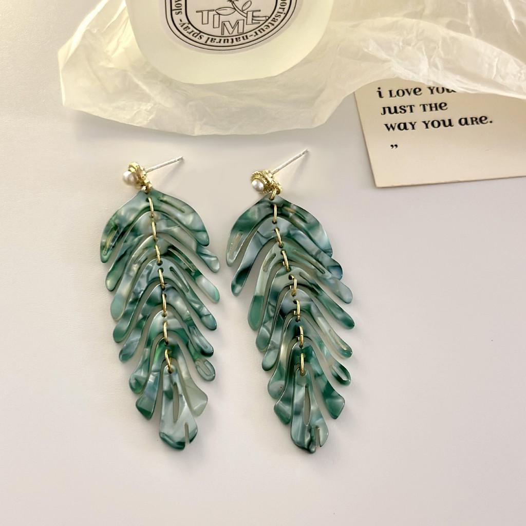 Pinkdudu Vintage Bohemian Leaf Stud Earrings Simple Tassel Dangles Minimalist Design for Women PD431