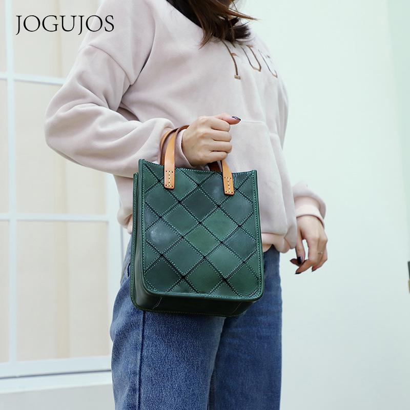 Women's Genuine Cowhide Leather Crossbody Bag - European & American Retro Style