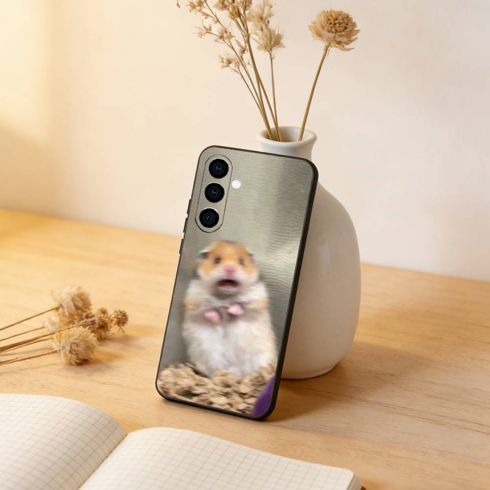 Funny Cute Hamster Phone Case For Samsung Galaxy A73,A72,A71,A70,A53,A52,A51,Others Soft Black Cover