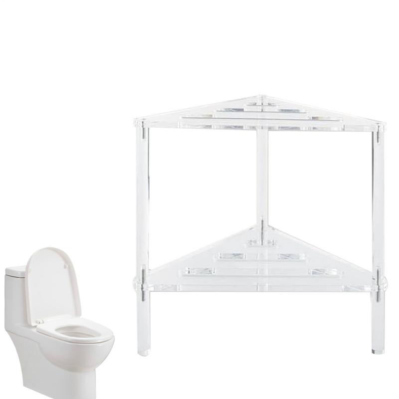 Acrylic Corner Shower Stool Non-Slip Shower Caddies Stool Stable Heavy Duty Bathing Chairs With Storage Shelf For Bathroom