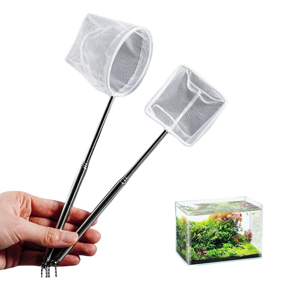 Adjustable Telescopic Fish Net For Aquarium Cleaning With Stainless Steel Handle And Fine Nylon Mesh for Tanks Cleaning
