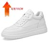 Baskets décontractées en cuir pour homme, automne, semelle souple, avec talon compensé caché, semelle épaisse, respirantes, bout rond, tendance, blanches, chaussures de sport.