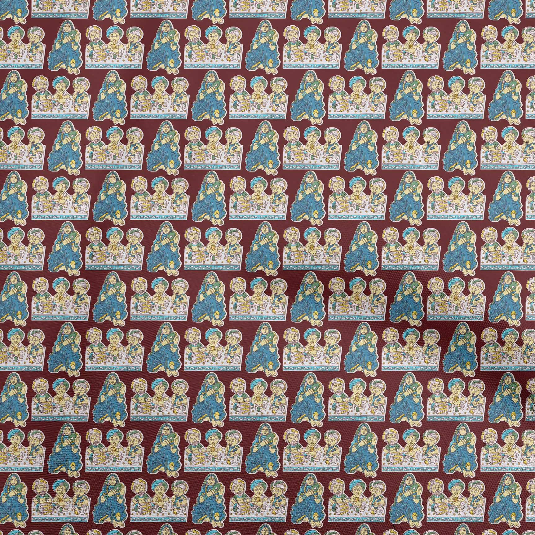 

oneOone Бавовняна гнучка синя тканина Каламкарі Традиційний швейний матеріал Тканина з принтом у дворі 40 дюймів 42 Inch Wide - Viscose Chiffon малиновий