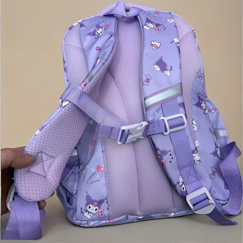 Canvas Kuromi & My Melody Water-Resistant School Backpack for 1st-3rd Grade Students