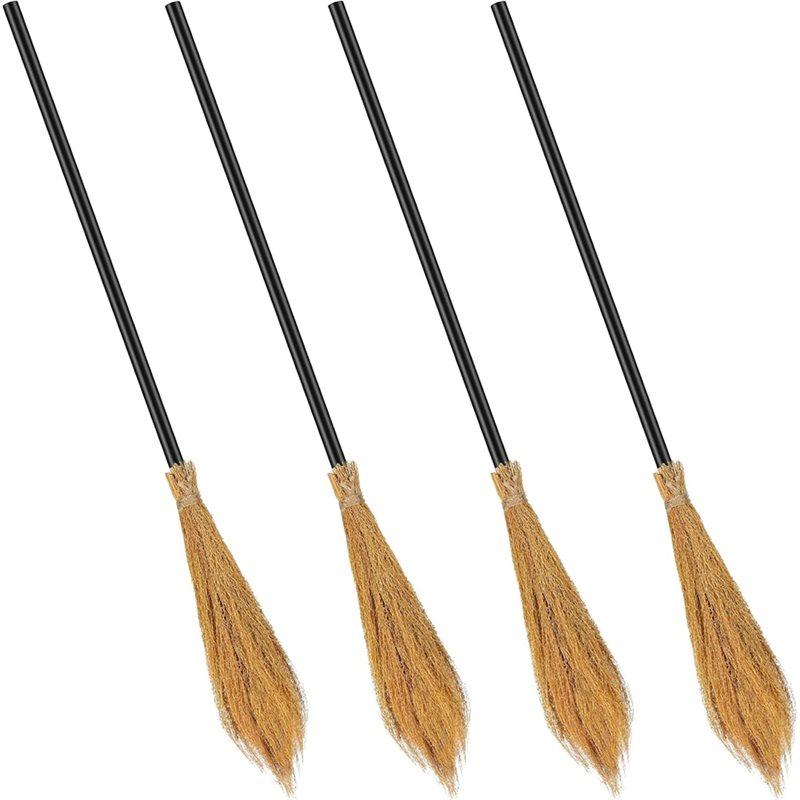 Flying Stick Wizard Halloween Plastic Broom Props 4 Pieces Witch Broomstick Cosplay Broom
