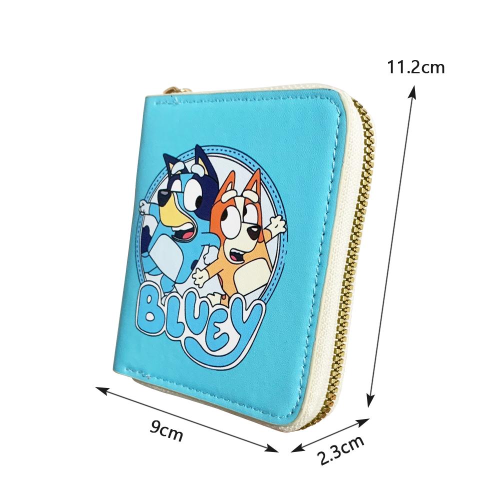 Portefeuille Anime Bluey Et Bingo Matière Cuir PU Sac à Cartes Dessin Animé Sac à Clés d'Étudiant Porte-Monnaie pour Enfants