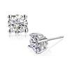 S999 Sterling Silver Four-Prong Zircon Stud Earrings - Luxurious High-Shine Piercing Jewelry