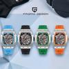 PAGANI DESIGN Tonneau Quartz Watch Men Luxury Sport Waterproof Luminous Multi-Function Silicone Band Male Clock PDYS012