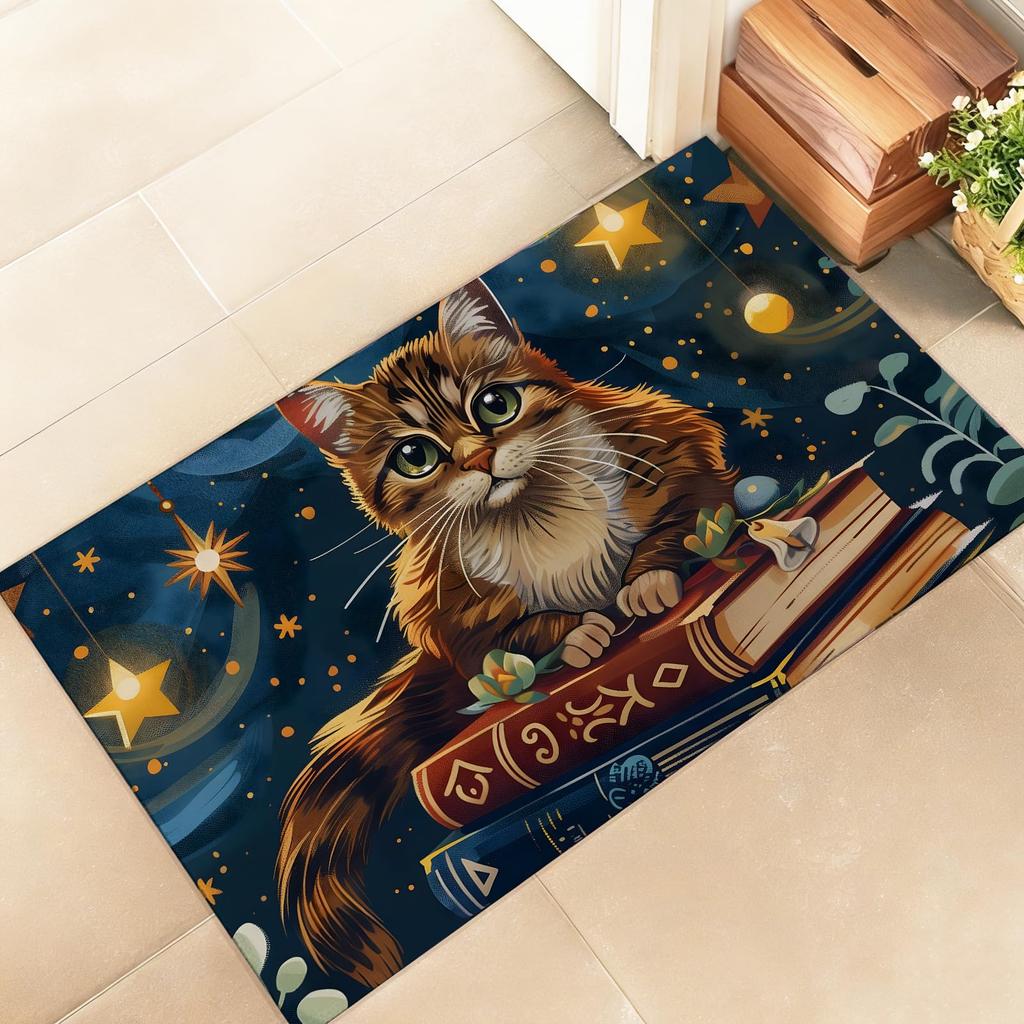 Retro Golden Bee Floral Door Mat Vintage Art Non Slip Floor Rug Decor