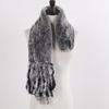 New Lady Knitted Real Rex Rabbit Fur Tassel Scarves Women Winter Warm Natural Rex Rabbit Fur Muffler Thick Knit Real Fur Scarf