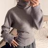 Andy Fleece Washing Water, Loose Gray Turtleneck Waist Knitted Sweater, New Autumn and Winter Casual