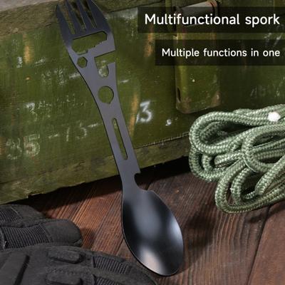 Multifunctional Outdoor Fork Spoon Tableware Lightweight Easy To Carry Widely Used Utility Tactical Spoon Bottle Opener Camping Survival Tool