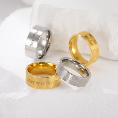 2/3/6mm Customized Name Ring for Couples Stainless Steel Stackable Ring Engraved Name Personalized Father's Day Christmas Gifts