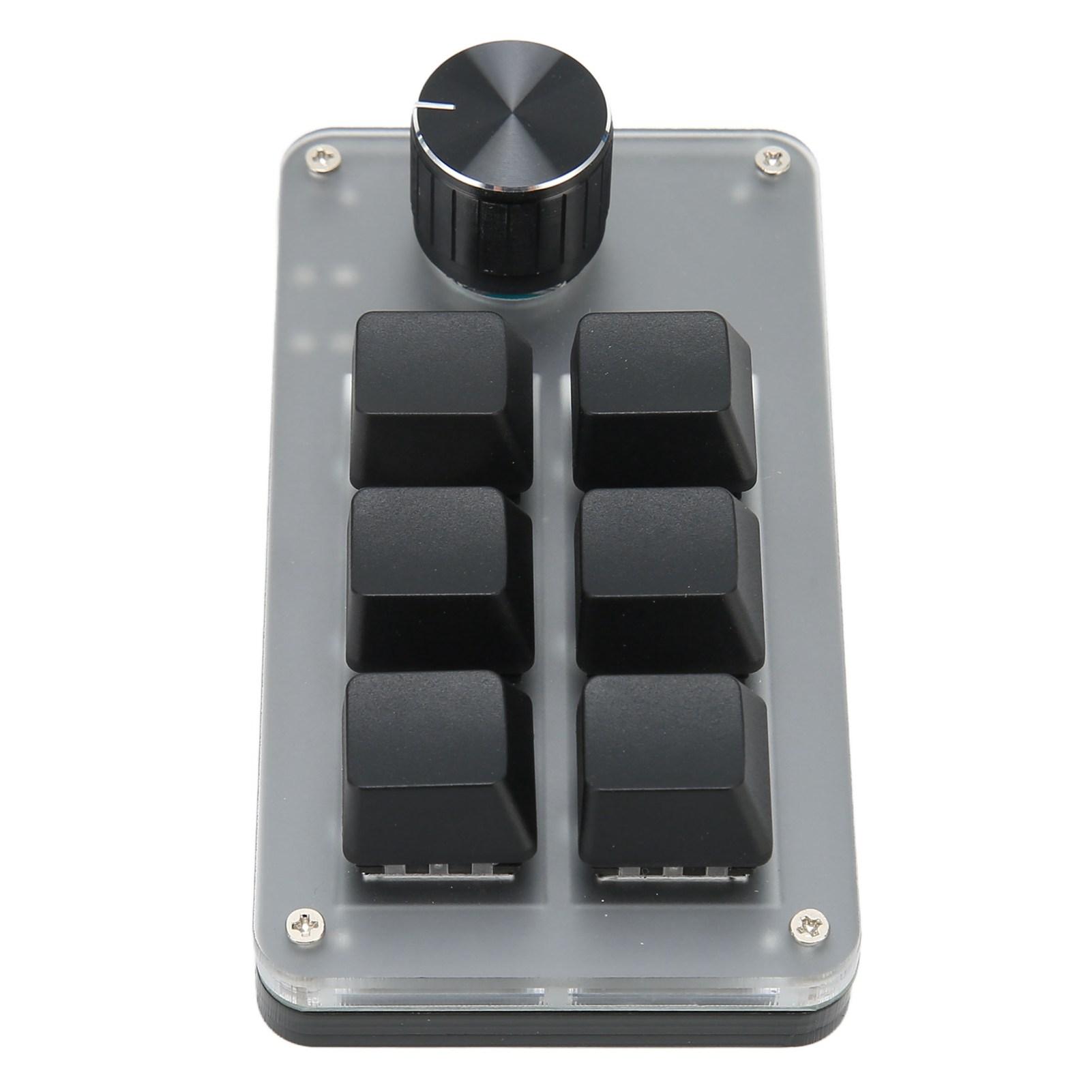 

Мини-клавиатура с 6 клавишами и ручкой RGB-подсветки, с синим переключателем, проводное подключение, программирование «подключи и работай»