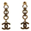 CHANEL I24A Gold Swing CC Logos Rhinestone Earrings earring goldUsed