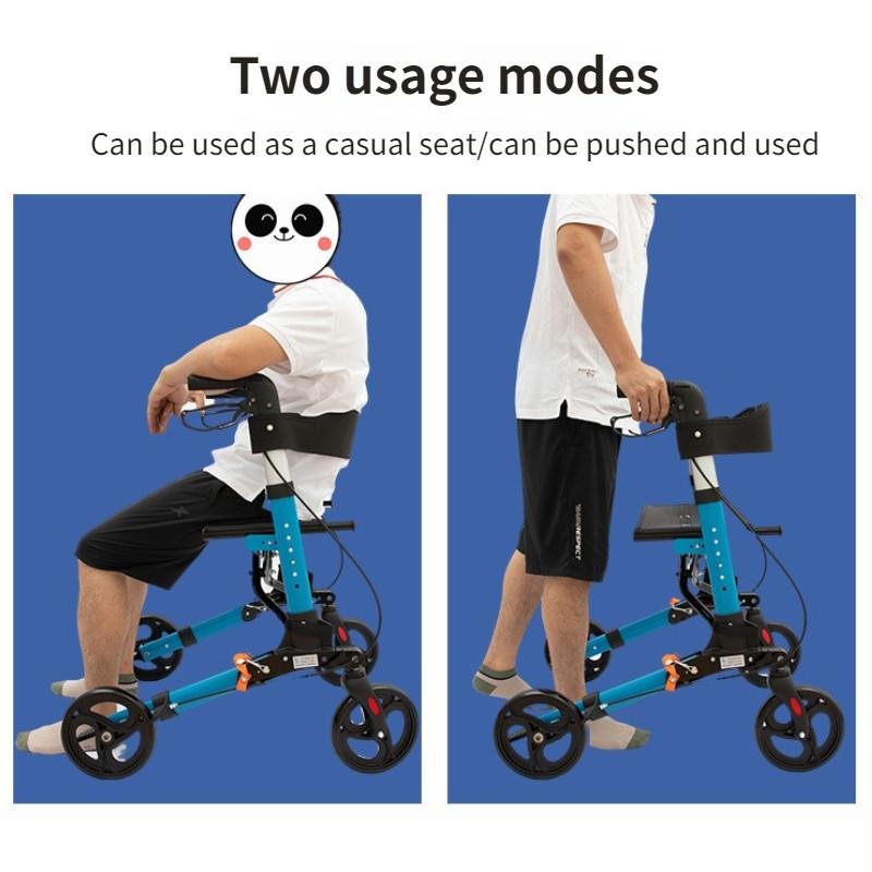 Multi Functional Four-wheel Shopping Cart Outdoor Portable Elderly Walking Cart Foldable Aluminum Alloy Walking Aid