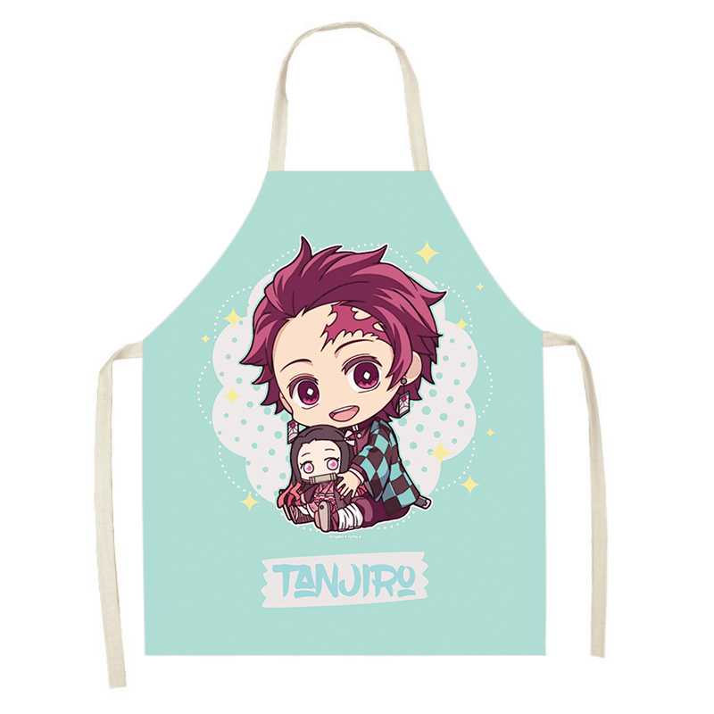 

Новое поступление, фартук в стиле аниме «Demon Slayer», кухонные фартуки для женщин, хлопковый льняной сарафан для чистки, аксессуары для домашней кулинарии, фартук 68x55cm
